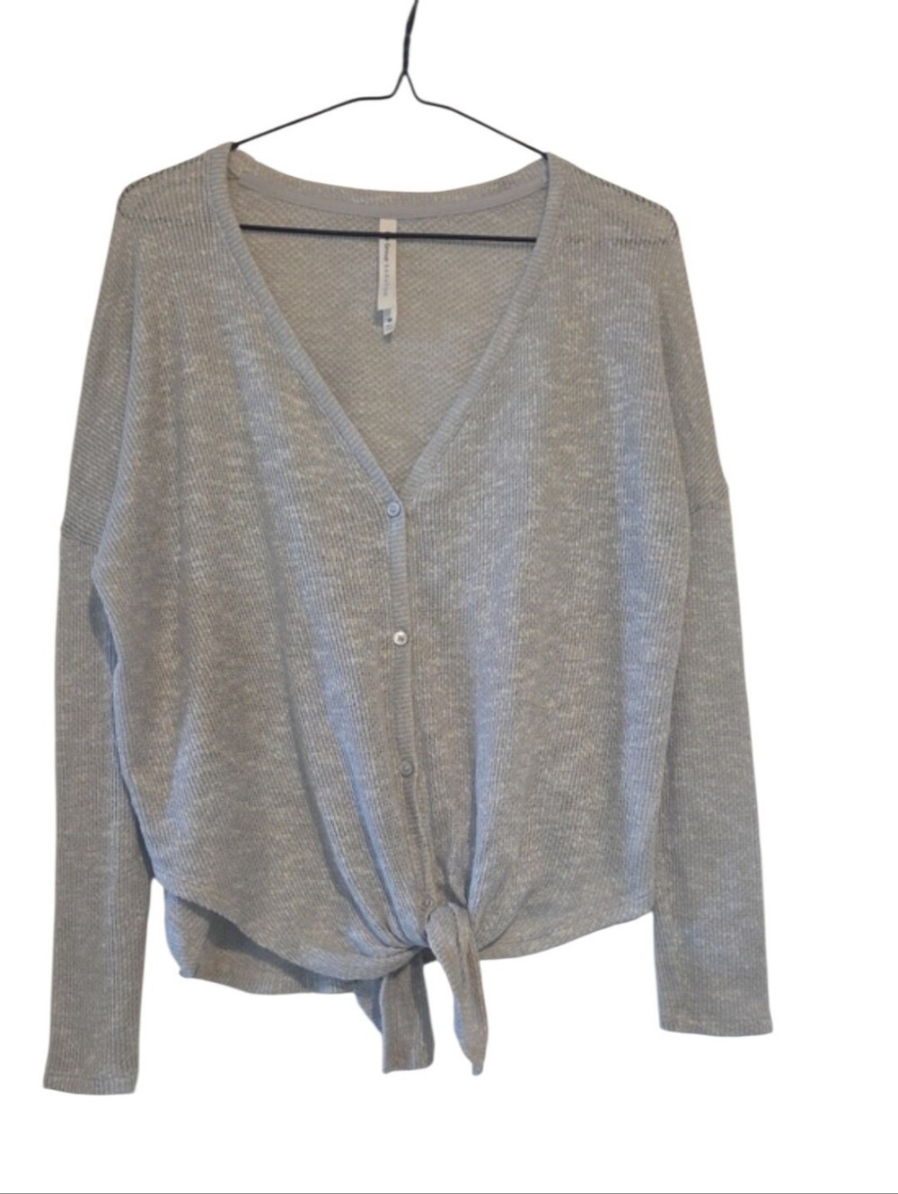 Aritzia The Group by Babaton Thermal Tie-Front Cardigan Top Gray